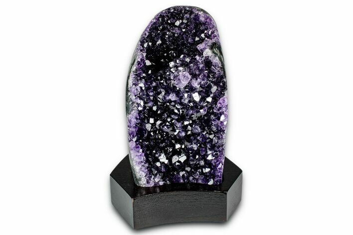 Deep Purple Amethyst Geode With Wood Base - Uruguay #342786